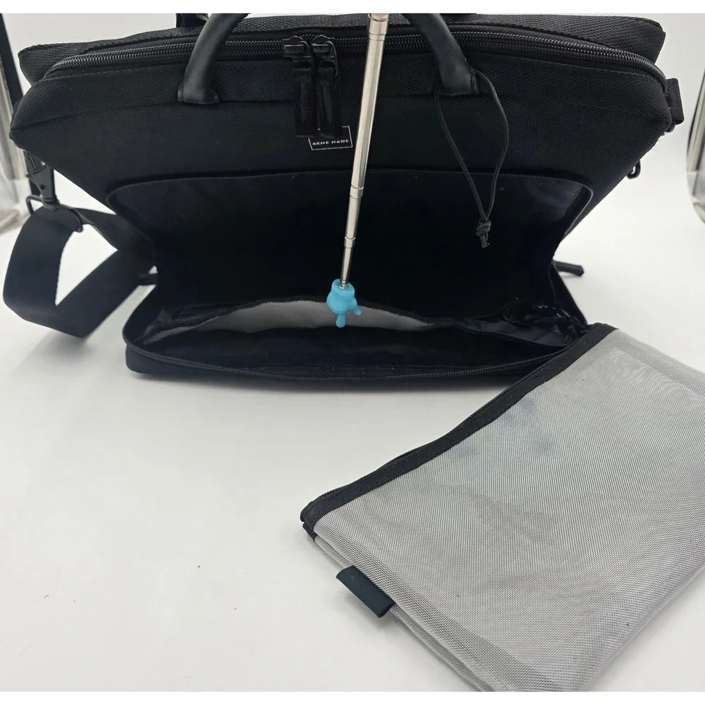 Acme Made Black Laptop Messenger Bag Padded Briefcase with Organizer Pocket